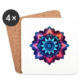 Mandala colorful flower neon - Coasters (set of 4) - white - Front
