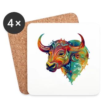 Bullo der Stier - Untersetzer (4er-Set) - Weiß - Vorne