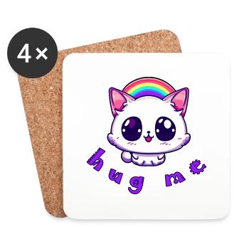 cat hug me - Untersetzer (4er-Set) - Weiß - Vorne