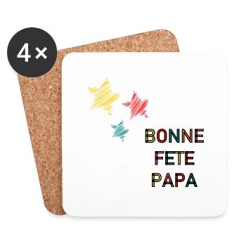 FÊTE DES PÈRES. BONNE FÊTE PAPA. PAPA. BONNE FÊTE - Dessous de verre (lot de 4) - blanc - Devant