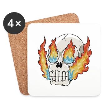 Fiery skull - Coasters (set of 4) - white - Front