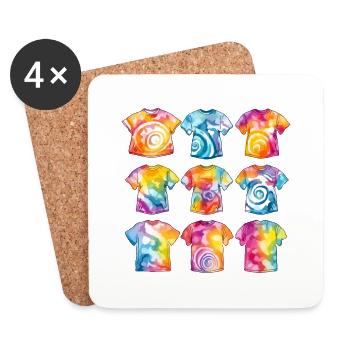 Tee shirt des années 70 - Dessous de verre (lot de 4) - blanc - Devant