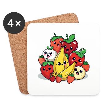 Kawaii fruits n°2 - Coasters (set of 4) - white - Front