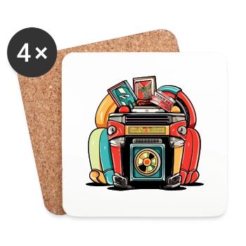 Jukebox der 70er Jahre Nr. 4 - Untersetzer (4er-Set) - Weiß - Vorne