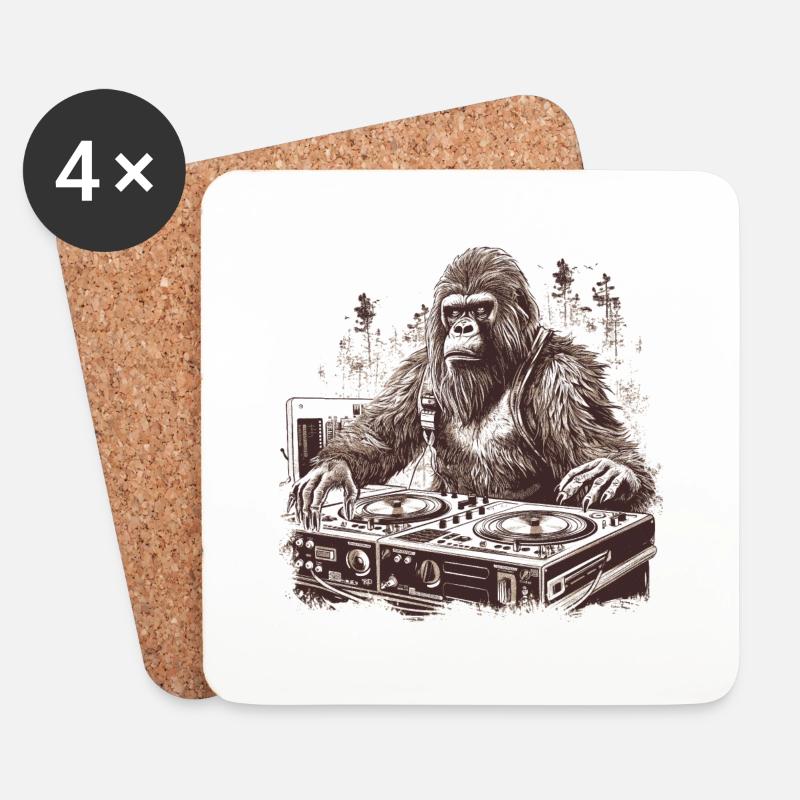 Bigfoot-DJ - Untersetzer (4er-Set) - Weiß