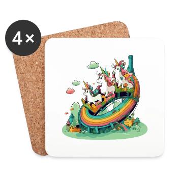 Einhörner im Regenbogenland - Untersetzer (4er-Set) - Weiß - Vorne