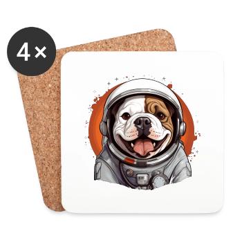 Bulldog as an astronaut - Coasters (set of 4) - white - Front