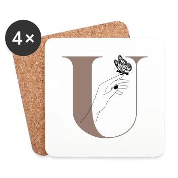 Letter U Magic Butterfly - Coasters (set of 4) - white - Front