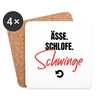 Essen, schlafen, schwingen, repeat! - Untersetzer (4er-Set) - Weiß - Vorne