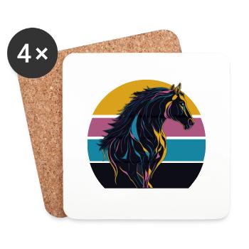 Stallion Pferd Sunset - Untersetzer (4er-Set) - Weiß - Vorne