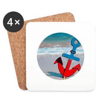 Ancre - Océan - Dessous de verre (lot de 4) - blanc - Devant