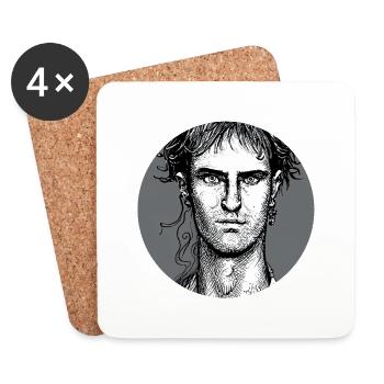B&W Abstract Men Portrait - Coasters (set of 4) - white - Front