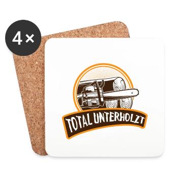 Total Unterholzt Holz Waldarbeiter Forstwirt - Untersetzer (4er-Set) - Weiß - Vorne