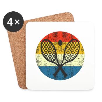 Vintage tennis retro sunset - Coasters (set of 4) - white - Front
