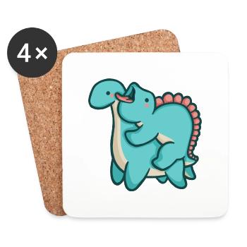 hugadino hugattack, dino, mignon dinosaure - Dessous de verre (lot de 4) - blanc - Devant
