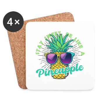 Pineapple with sunglasses - Coasters (set of 4) - white - Front