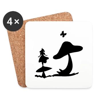 Alice au pays des merveilles champignon - Dessous de verre (lot de 4) - blanc - Devant