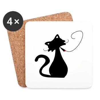 Fumeur vecteur chat noir - Dessous de verre (lot de 4) - blanc - Devant