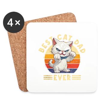Cat Best Cat Dad Ever Cat Daddy Drôle de dicton - Dessous de verre (lot de 4) - blanc - Devant