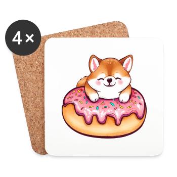 Shiba Inus süßer Riesen-Donut-Genuss - Untersetzer (4er-Set) - Weiß - Vorne