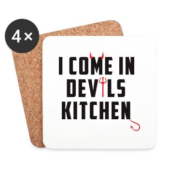 I come in devils kitchen Denglisch Lustige Sprüche - Untersetzer (4er-Set) - Weiß - Vorne