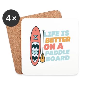 La vie est meilleure sur une planche à pagaie Stand Up Paddle B - Dessous de verre (lot de 4) - blanc - Devant