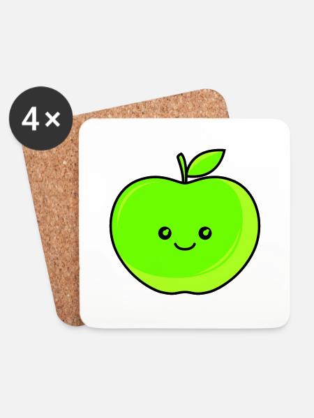 apfel - Untersetzer (4er-Set) - Weiß