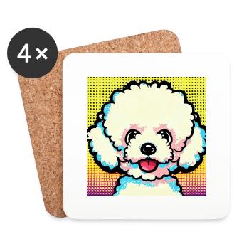 Bichon Frisé Pop Art - Dessous de verre (lot de 4) - blanc - Devant