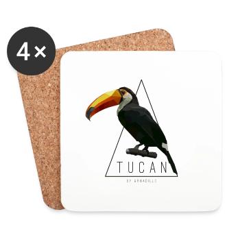 Tucan Low Poly by armadillo TShirt - Coasters (set of 4) - white - Front