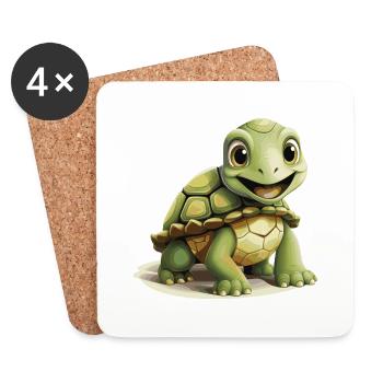 petite tortue - Dessous de verre (lot de 4) - blanc - Devant