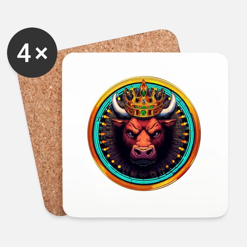 Angry Bull - Untersetzer (4er-Set) - Weiß