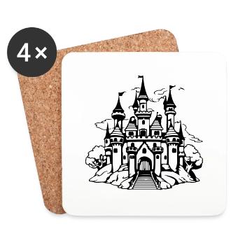 Château de contes de fées - Dessous de verre (lot de 4) - blanc - Devant
