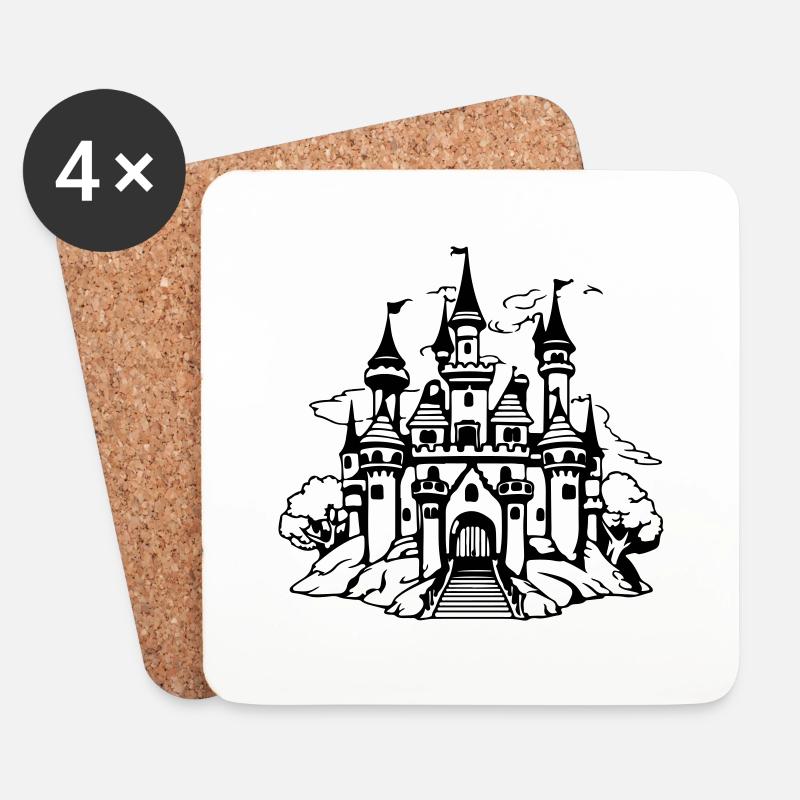 Märchenschloss - Untersetzer (4er-Set) - Weiß