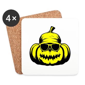 Pumpkin Funny Halloween Cool - Coasters (set of 4) - white - Front