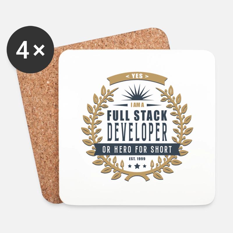 Full Stack Developer dunkel - Untersetzer (4er-Set) - Weiß