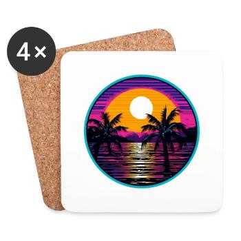 Synthwave Ocean - Coasters (set of 4) - white - Front