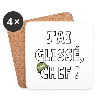 J’ai glissé chef - Dessous de verre (lot de 4) - blanc - Devant