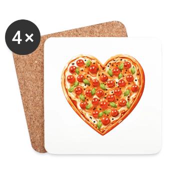 Love Pizza - Ich Liebe Pizza - Untersetzer (4er-Set) - Weiß - Vorne