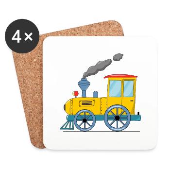 Train pour enfants chemin de fer jaune - Dessous de verre (lot de 4) - blanc - Devant