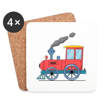 Train pour enfants rose - Dessous de verre (lot de 4) - blanc - Devant
