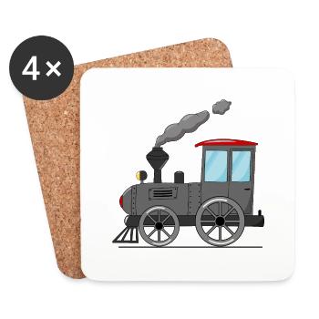 Train pour enfants gris - Dessous de verre (lot de 4) - blanc - Devant