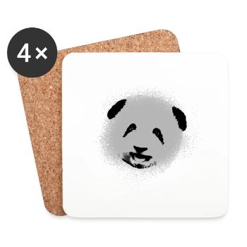 Panda, ours panda, ours, graffitis, gris - Dessous de verre (lot de 4) - blanc - Devant