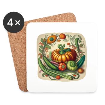 Composition de légumes Art nouveau - Dessous de verre (lot de 4) - blanc - Devant