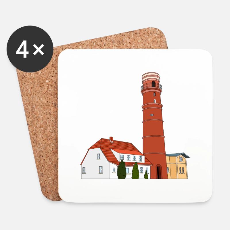 Leuchtturm Travemünde - Untersetzer (4er-Set) - Weiß