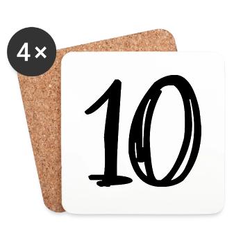 10. 10 ANS. 10e ANNIVERSAIRE. ANNIVERSAIRE 10 ANS. - Dessous de verre (lot de 4) - blanc - Devant