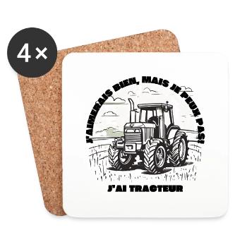 Je peux pas j'ai tracteur - Dessous de verre (lot de 4) - blanc - Devant