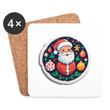 Weihnachtsmann - Untersetzer (4er-Set) - Weiß - Vorne