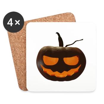 Citrouille d’Halloween - Dessous de verre (lot de 4) - blanc - Devant