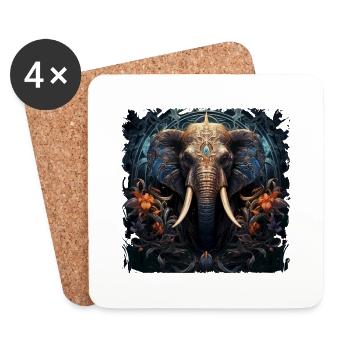 Elephant in the Rainforest Gift Wildlife Fans - Coasters (set of 4) - white - Front