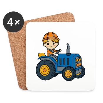 Tractor Young Kids - Coasters (set of 4) - white - Front